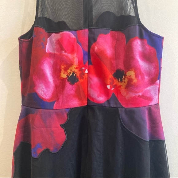 BELLE BY BADGLEY MISCHKA Sz 10 Floral and Mesh A-Line  Zipper Closure Dress - Picture 10 of 14